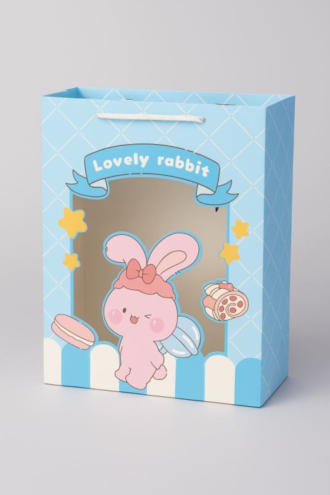 Пакет подарочный (XS) &quot;Lovely rabbit&quot;, blue (14.5*19.5*10) 