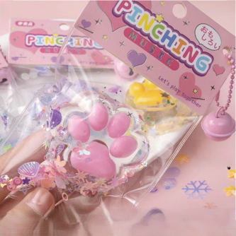 Мялка - антистресс «Таба ЛАПКА с блёстками», розовая, 9 х 15 см (УЦЕНКА)