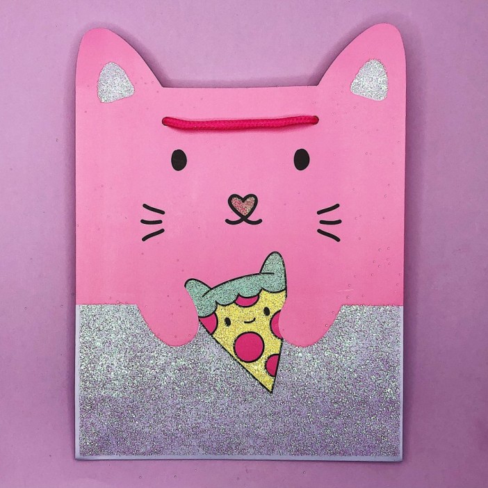 Подарочный пакет &quot;Cat with pizza&quot; (24*21*8) 
