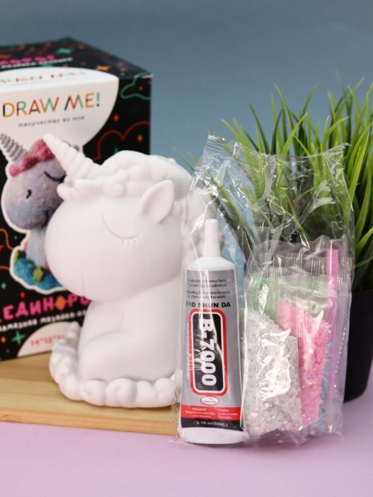 Алмазная мозаика на копилке Draw Me! «Unicorn», (14*12*16 см) 