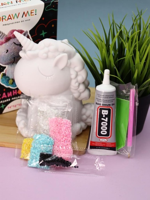 Алмазная мозаика на копилке Draw Me! «Unicorn», (14*12*16 см) 