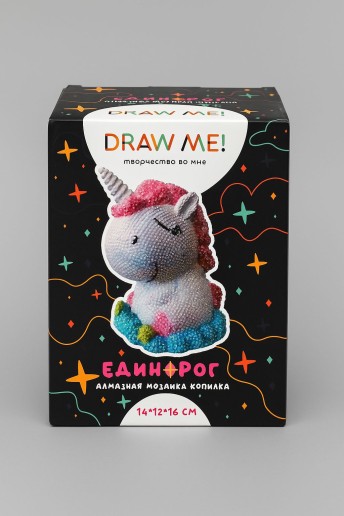 Алмазная мозаика на копилке Draw Me! «Unicorn», (14*12*16 см)