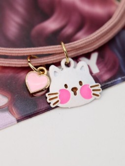 Резинка для волос GIRLY "Cat heart", pink