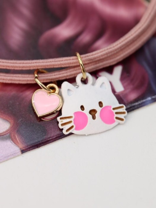 Резинка для волос GIRLY "Cat heart", pink 