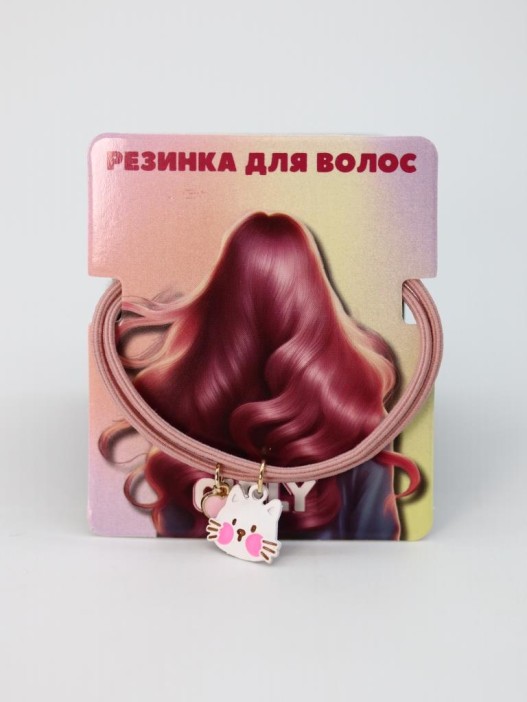 Резинка для волос GIRLY "Cat heart", pink 