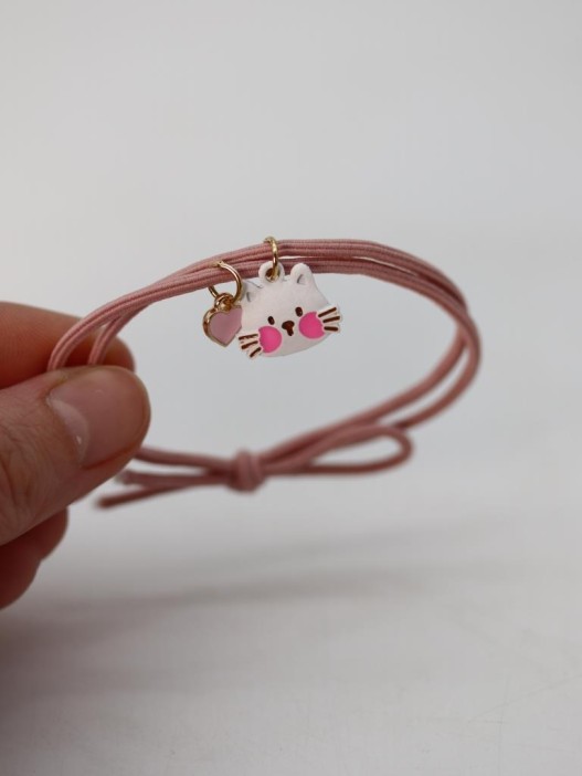 Резинка для волос GIRLY "Cat heart", pink 