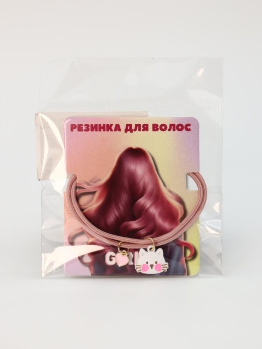Резинка для волос GIRLY "Cat heart", pink 