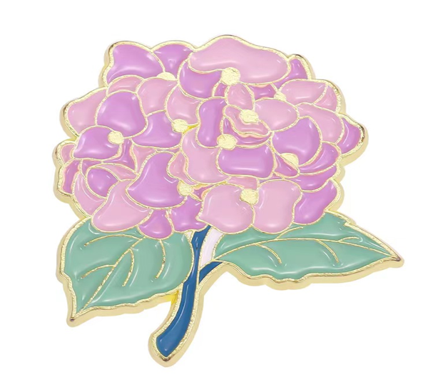 Значок металлический iLikeGift "Розовая гортензия" 