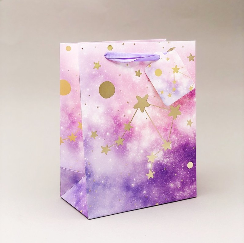 Пакет подарочный (S) &quot;Starry sky&quot;, light blue 