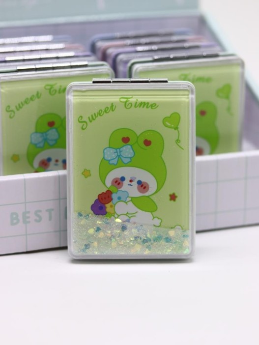 Зеркало шейкер раскладное &quot;Sweet Time Rabbit&quot;, зеленое, 8*6 см 