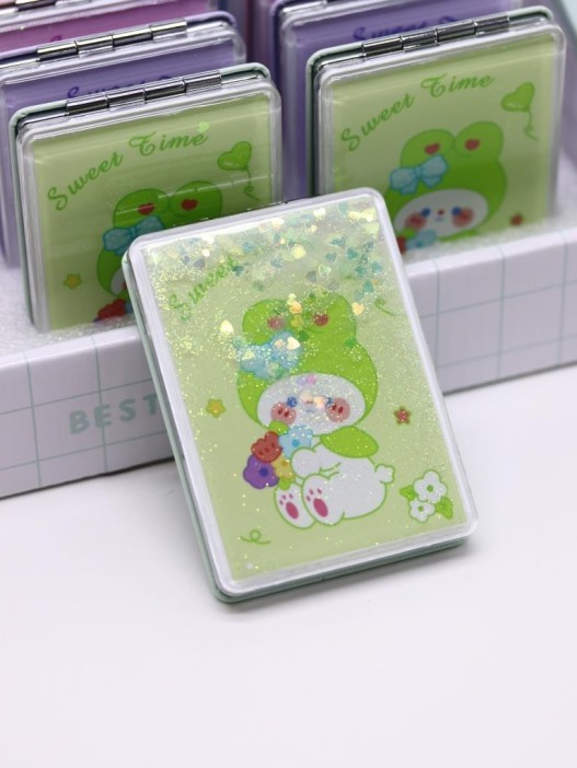 Зеркало шейкер раскладное &quot;Sweet Time Rabbit&quot;, зеленое, 8*6 см 