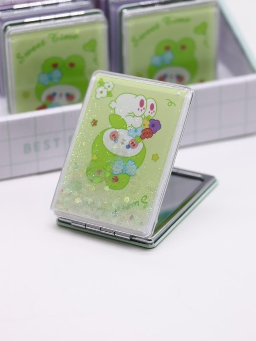 Зеркало шейкер раскладное &quot;Sweet Time Rabbit&quot;, зеленое, 8*6 см 