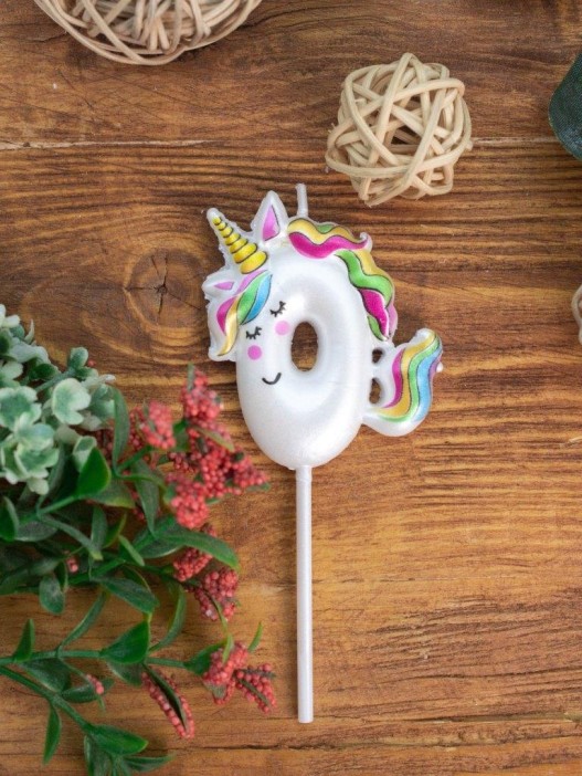 Свеча для торта &quot;Unicorn&quot; цифра 0, (6 см) 