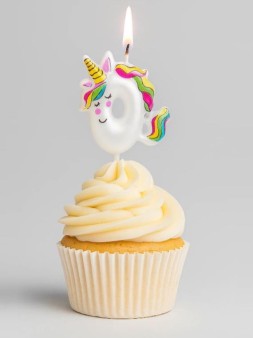 Свеча для торта "Unicorn" цифра 0, (6 см)