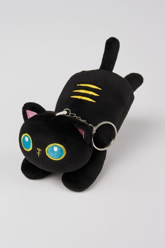 Плюшевый брелок "Lying cat", black 
