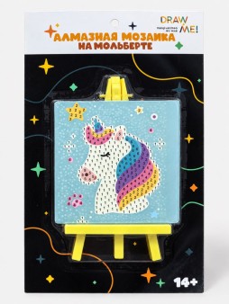 Алмазная мозаика на мольберте Draw Me! "Единорог",10х10 см