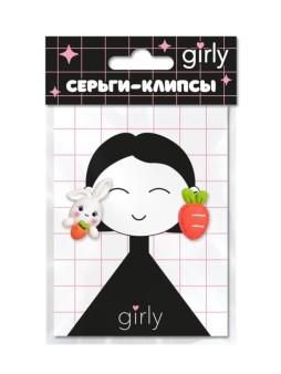 Серьги-клипсы GIRLY "Bunny carrot", white