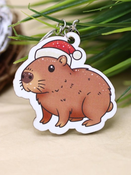 Брелок ECO из дерева &quot;Новогодняя капибара&quot; 