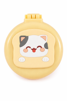 Расческа раскладная с зеркалом "Bakery cat", жёлтая