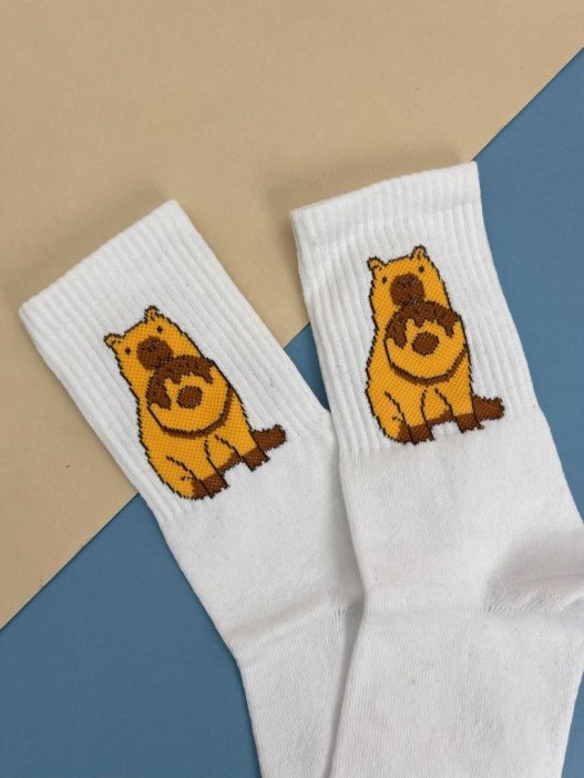 Носки «Capybara donut», белый, мужские/женские р. 35-40 