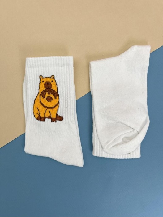 Носки «Capybara donut», белый, мужские/женские р. 35-40 