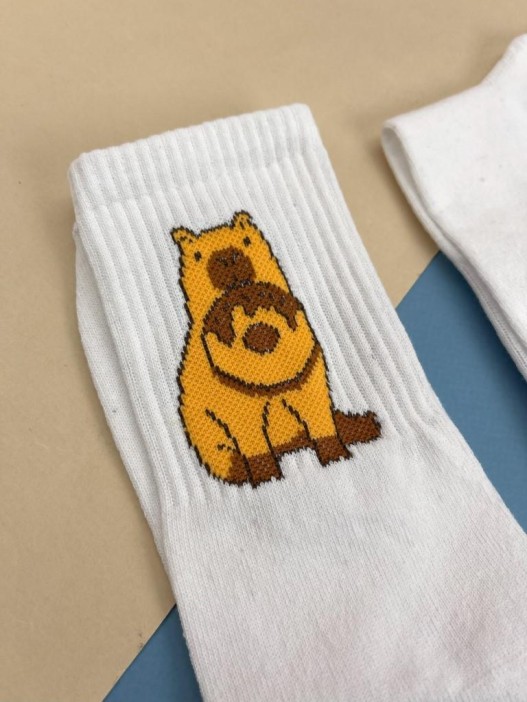 Носки «Capybara donut», белый, мужские/женские р. 35-40 