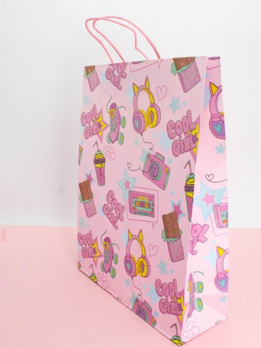 Пакет подарочный крафтовый «Cool gerl», chocolate (32*42*11) 