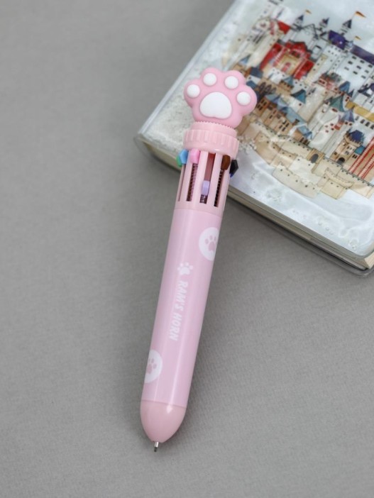 Разноцветная ручка 10 в 1 &quot;Розовая пушистая лапка&quot; 