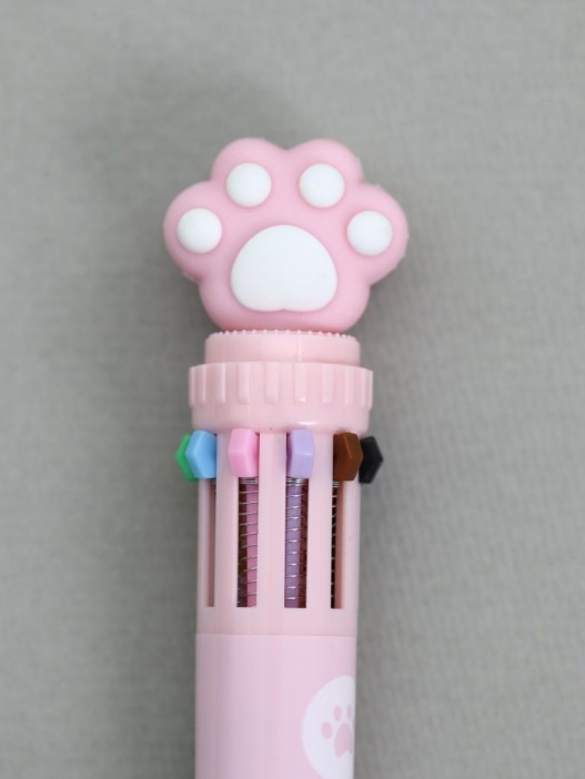 Разноцветная ручка 10 в 1 &quot;Розовая пушистая лапка&quot; 