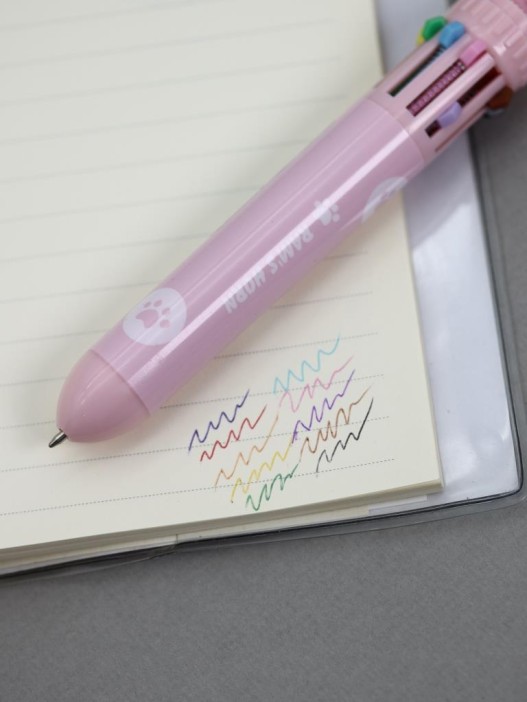 Разноцветная ручка 10 в 1 &quot;Розовая пушистая лапка&quot; 