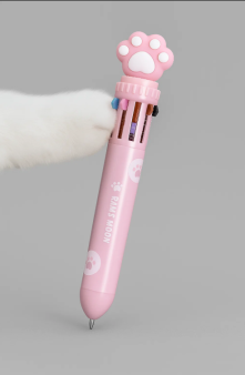 Разноцветная ручка 10 в 1 "Розовая пушистая лапка"