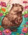 Картина по номерам 40*50 &quot;Капибара в пруду&quot; (24 цвета) 
