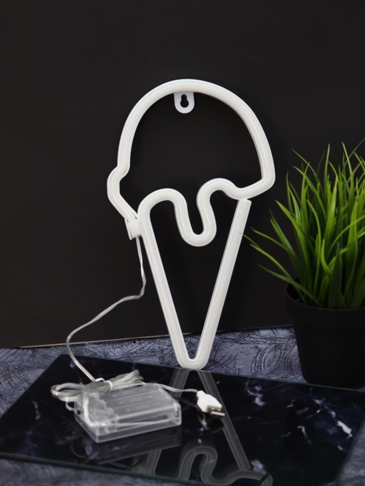 Неоновый подвесной ночник "Мороженое", USB, свечение микс (26,5х15,5 см)