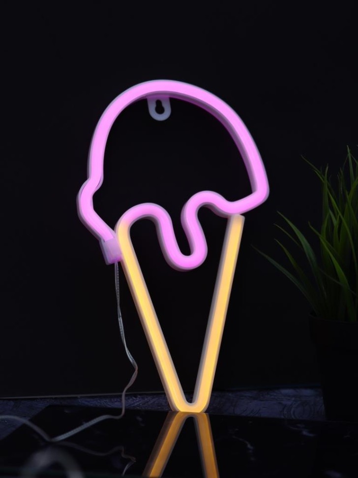 Неоновый подвесной ночник "Мороженое", USB, свечение микс (26,5х15,5 см)