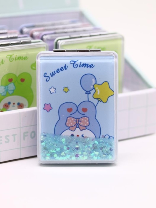 Зеркало шейкер раскладное &quot;Sweet Time Rabbit&quot;, голубое, 8*6 см 
