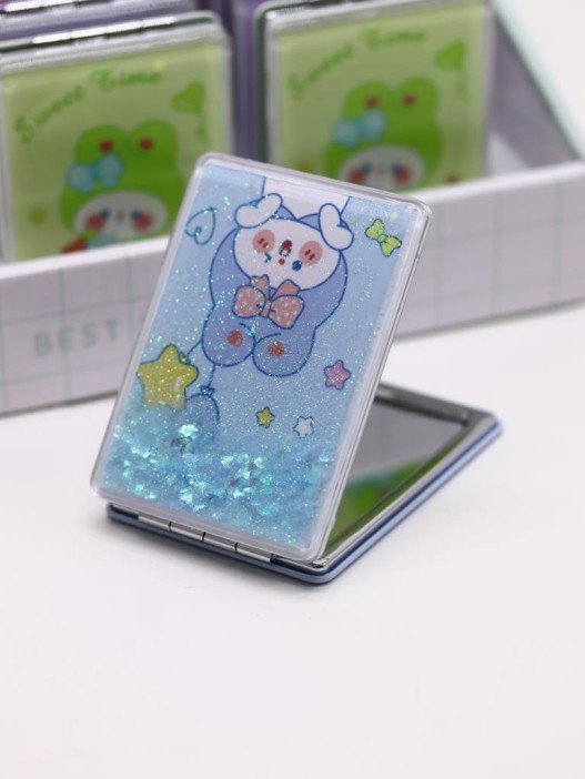 Зеркало шейкер раскладное &quot;Sweet Time Rabbit&quot;, голубое, 8*6 см 