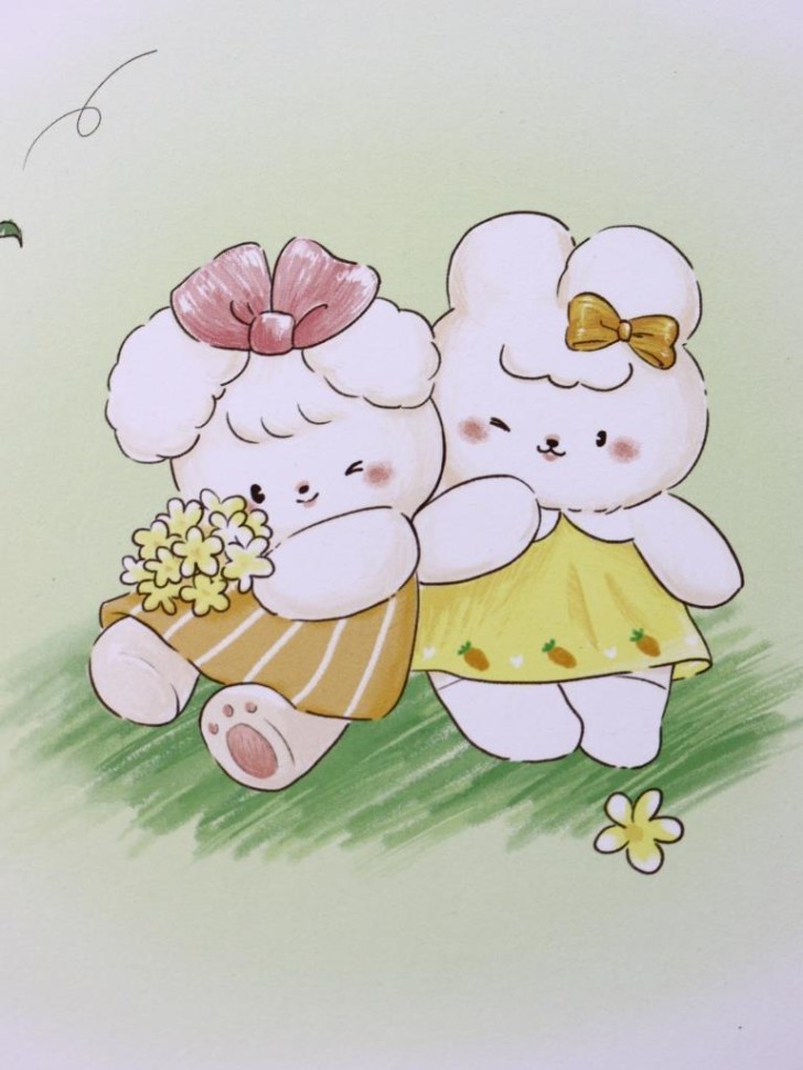 Зеркало "Два милых зайчика"