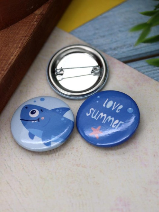 Набор значков 3 шт. iLikeGift Shark &quot;LOVE SUMMER&quot; 