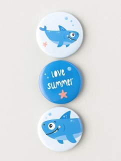 Набор значков 3 шт. iLikeGift Shark &quot;LOVE SUMMER&quot;