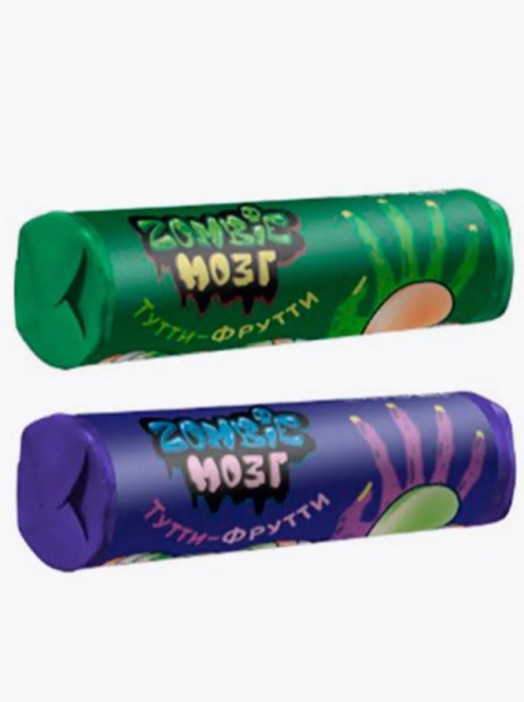 Драже "Zombie Мозг"  Зомби Ролл Супер кислые и сладкие (шоубокс - 60 шт.) 