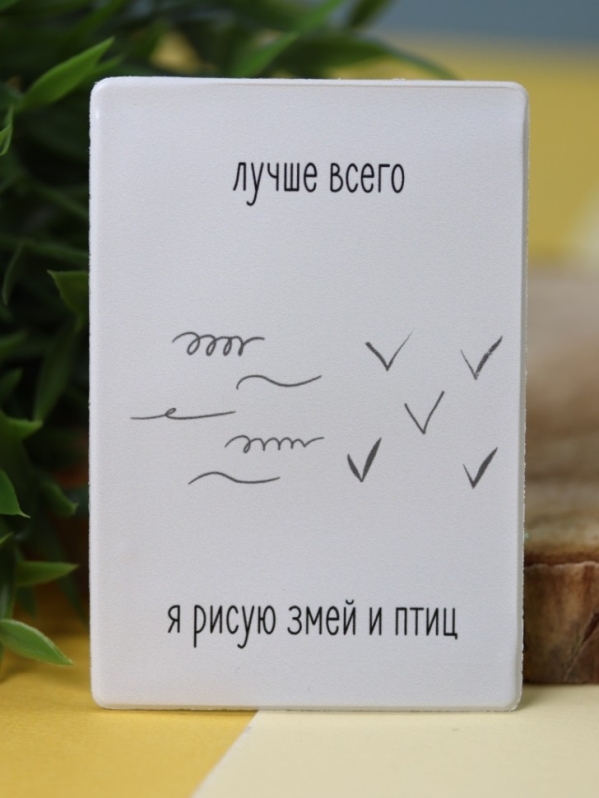 Держатель для карт "Лучше всего я рисую змей и птиц" (6,5 х 9,5 см)
