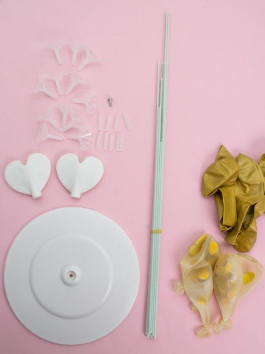 Набор воздушных шаров 11 шт. + стойка 110 см &quot;Clear glitter balloons&quot;, gold 