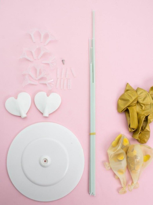 Набор воздушных шаров 11 шт. + стойка 110 см &quot;Clear glitter balloons&quot;, gold 