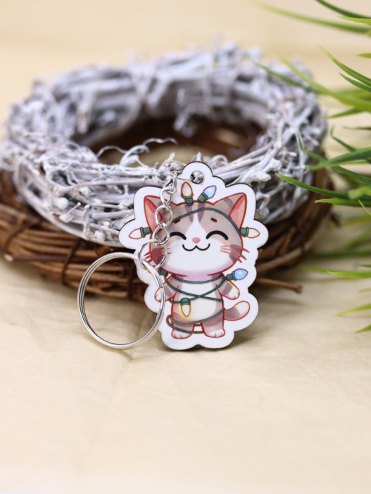 Брелок ECO из дерева &quot;Зажигай в новом году! Котик&quot; 