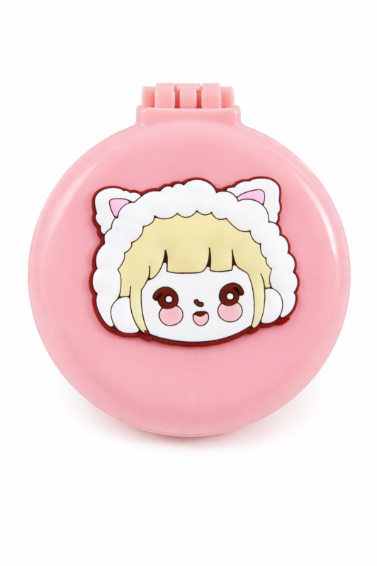 Расческа раскладная с зеркалом "Cat girl", розовая 