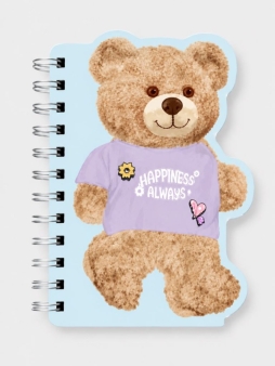 Блокнот на спирали (B6) "Мишка второй", синий (13*18)