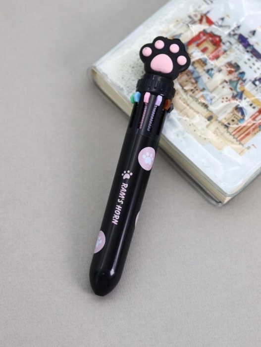 Разноцветная ручка 10 в 1 &quot;Чёрная пушистая лапка&quot; 