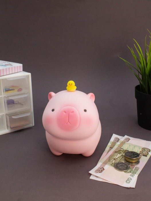 Копилка &quot;Capybara Friend Duck&quot;, 14 см, pink 