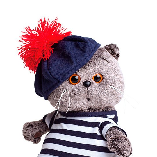 Мягкая игрушка &quot;Кот Басик в тельняшке и берете&quot; (19 см) 