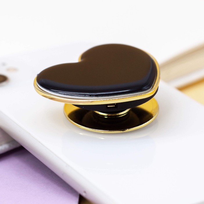 Попсокет &quot;Black heart&quot;, gold 